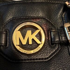 Michael Kors black Leather Tote with Gold Accents